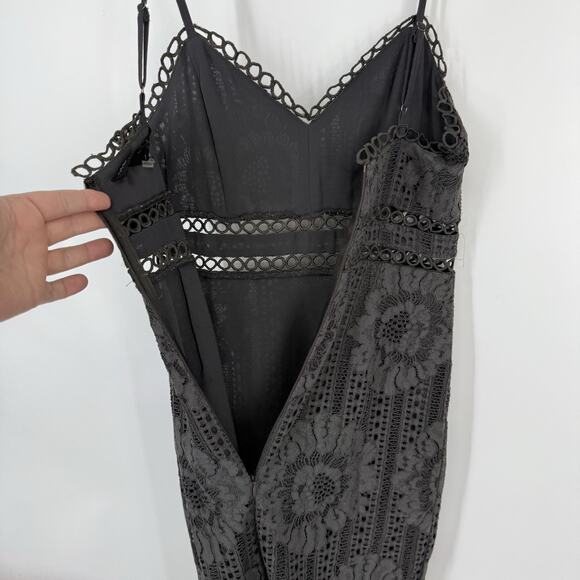 Storia Spaghetti Strap Lace Sheath Mini Dress size Small Gray New - Picture 9 of 14